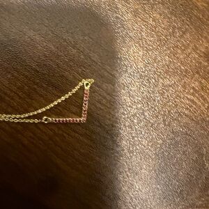 Gold Bar Necklace with Red Stone Accents